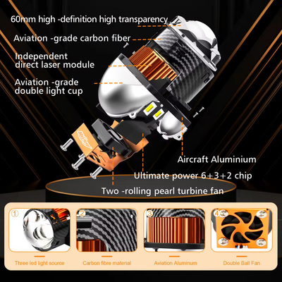 Masters A90 Lens LED Laser/Hi/Lo Beam 85W 8500 Lumens 3 inch Dual laser Projector