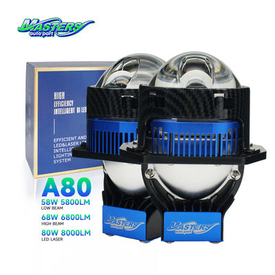 Masters A80 Lens LED Laser/Hi/Lo Beam 85W 8500 Lumens 3 cali Projektor podwójny laserowy